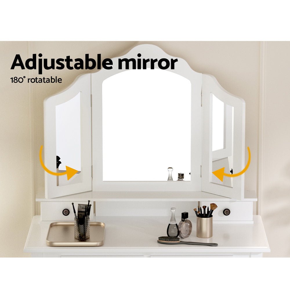 Dressing Table with Mirror - White - Bedzy Australia