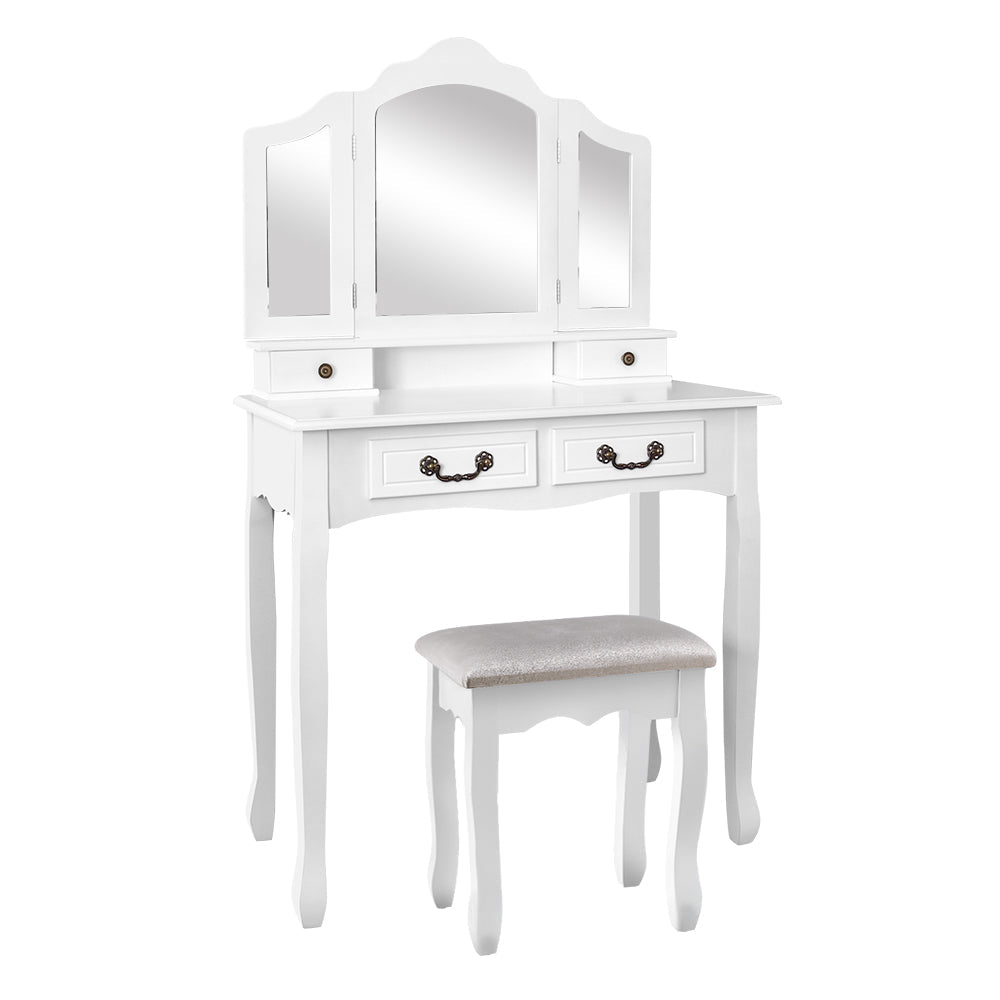 Dressing Table with Mirror - White - Bedzy Australia