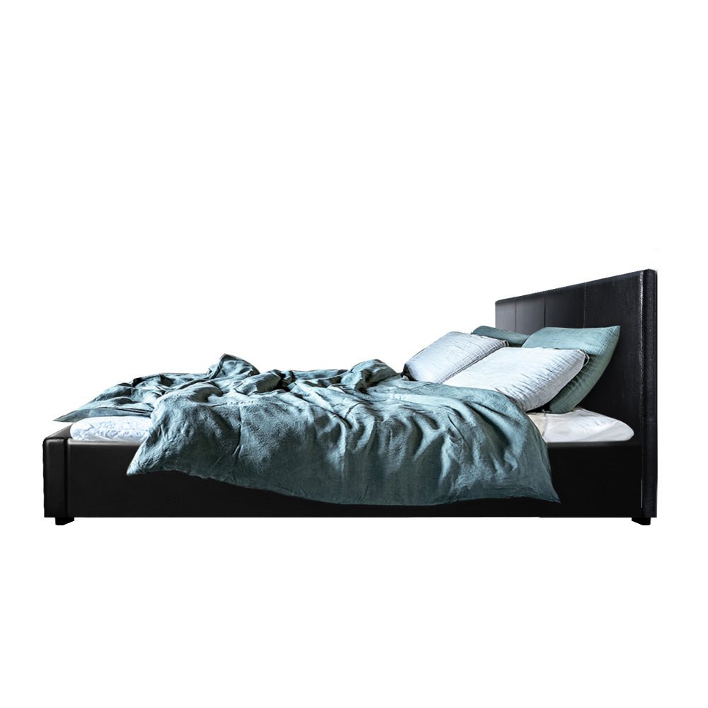 Elwood Storage Queen Bed Frame Black - Bedzy Australia