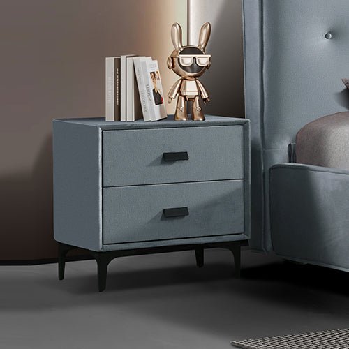 Estella Bedside Table MDF Construction Fabric Upholstery Iron Feet - Furniture > Bar Stools & Chairs > Arm Chairs & Recliners - Bedzy Australia