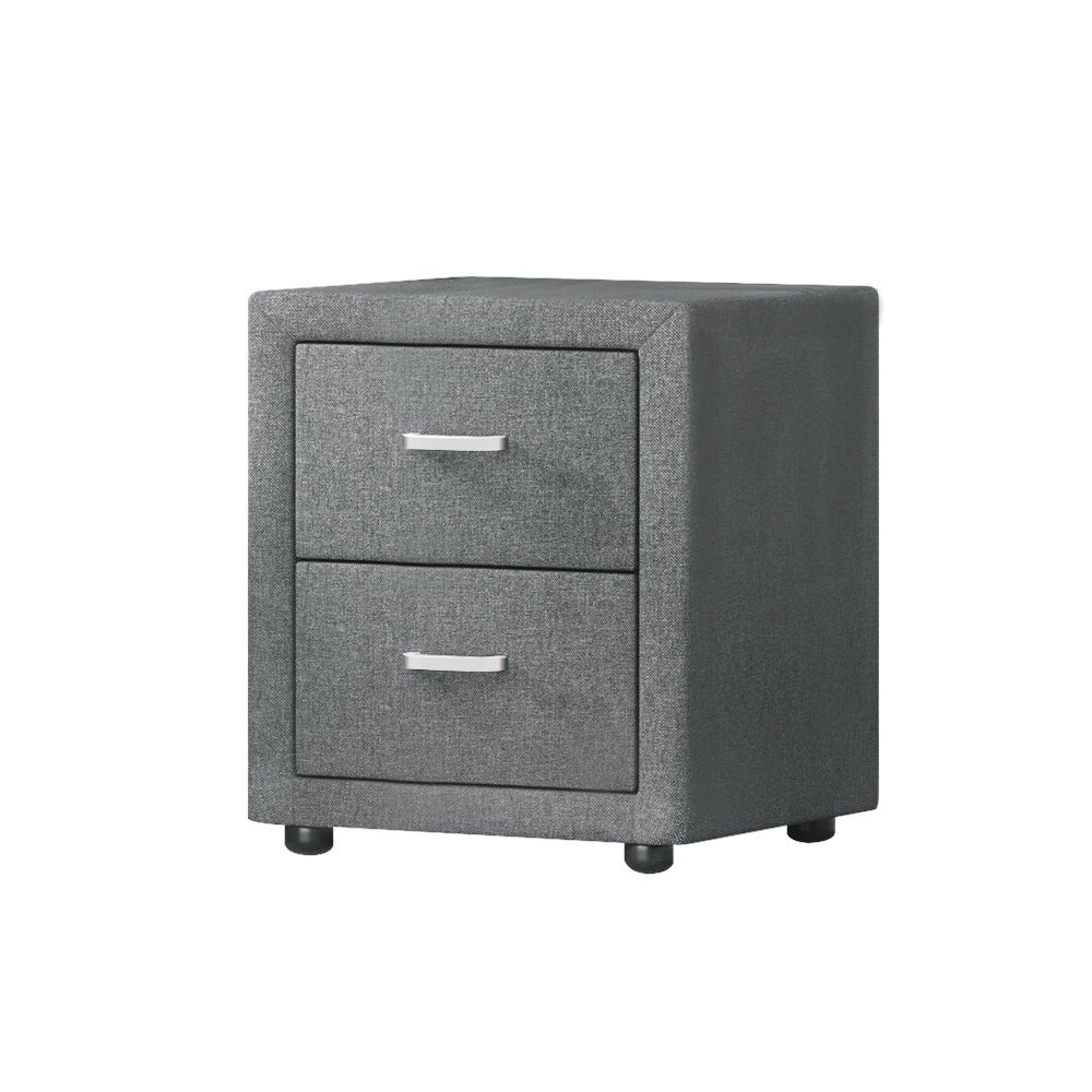 Fabric Bedside Table - Grey - Bedzy Australia