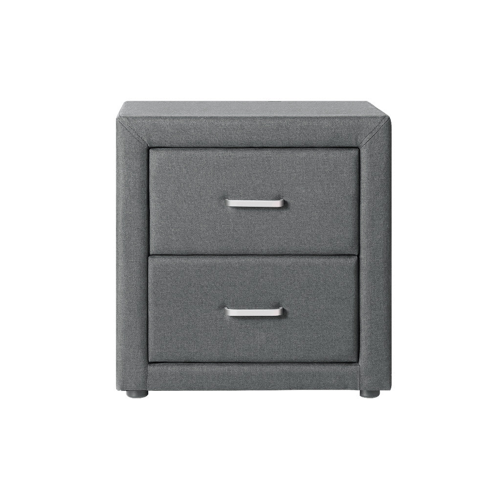 Fabric Bedside Table - Grey - Bedzy Australia