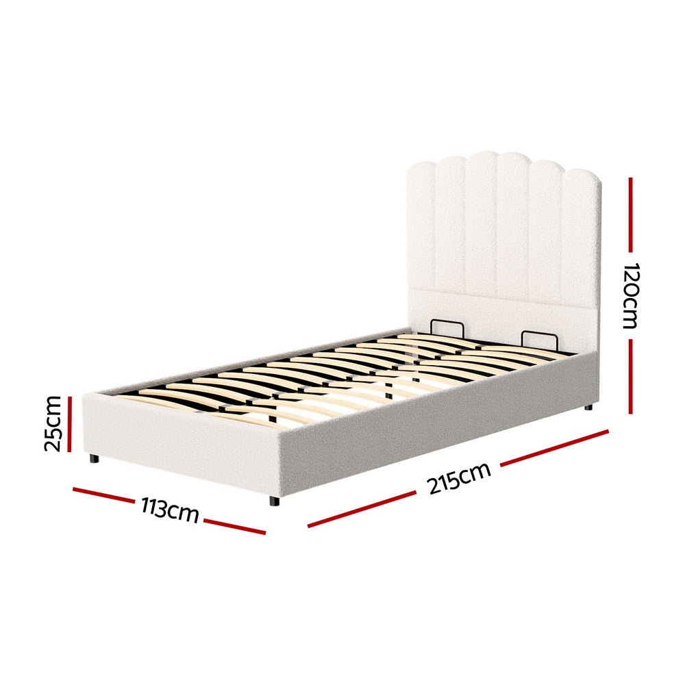 Fion King Single Boucle Storage Bed - Baby & Kids > Kid's Furniture > Kid's Beds & Bed Frames - Bedzy Australia