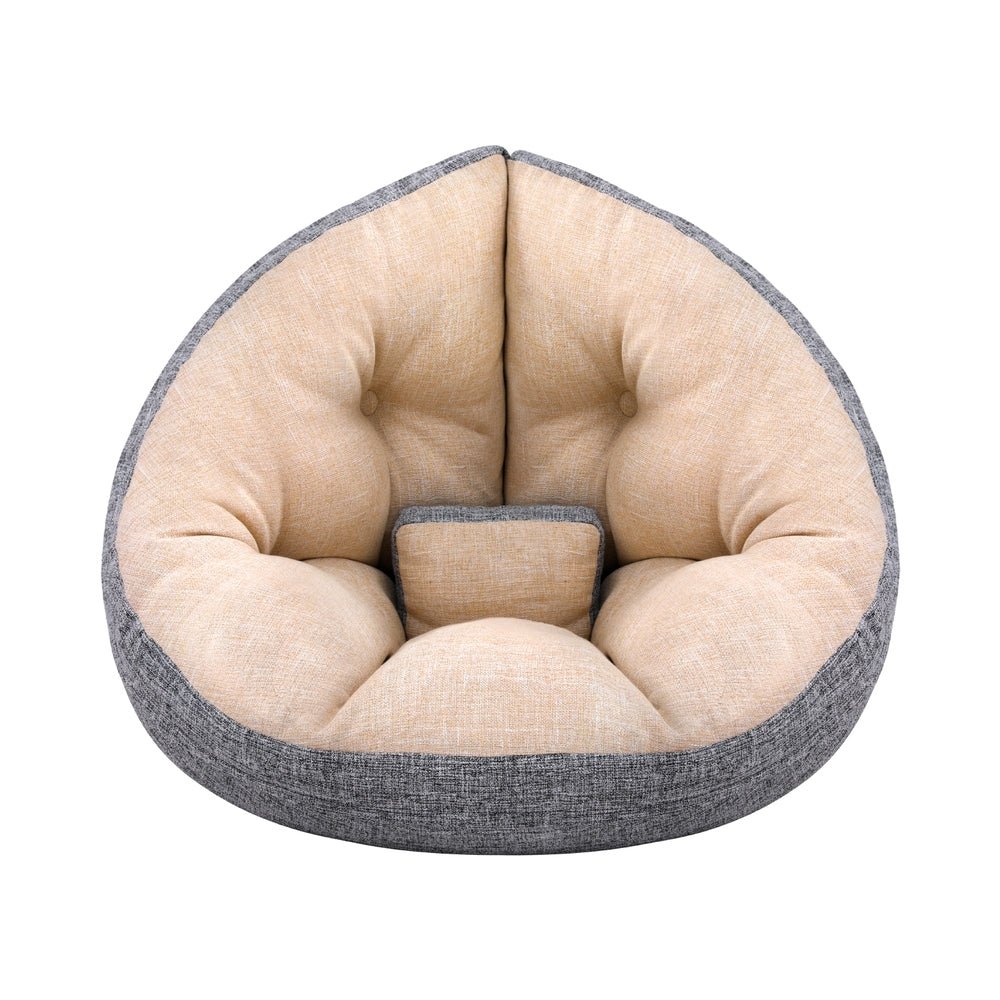 Floor Lounge Sofa Bed Chair Foldable Washable Beige - Furniture > Bar Stools & Chairs > Arm Chairs & Recliners - Bedzy Australia