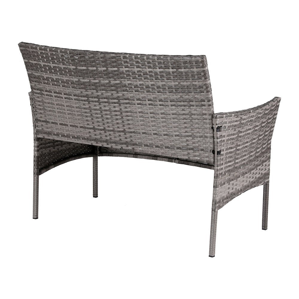 Gardeon 4 Seater Outdoor Sofa Set Wicker Setting Table Chair Furniture Grey - Furniture > Outdoor - Bedzy Australia