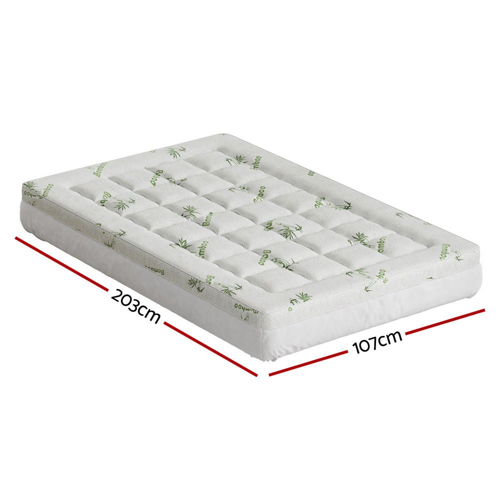 Giselle Bedding Mattress Topper Pillowtop Bamboo 7.5cm King Single - Furniture > Mattresses > Mattress Toppers - Bedzy Australia