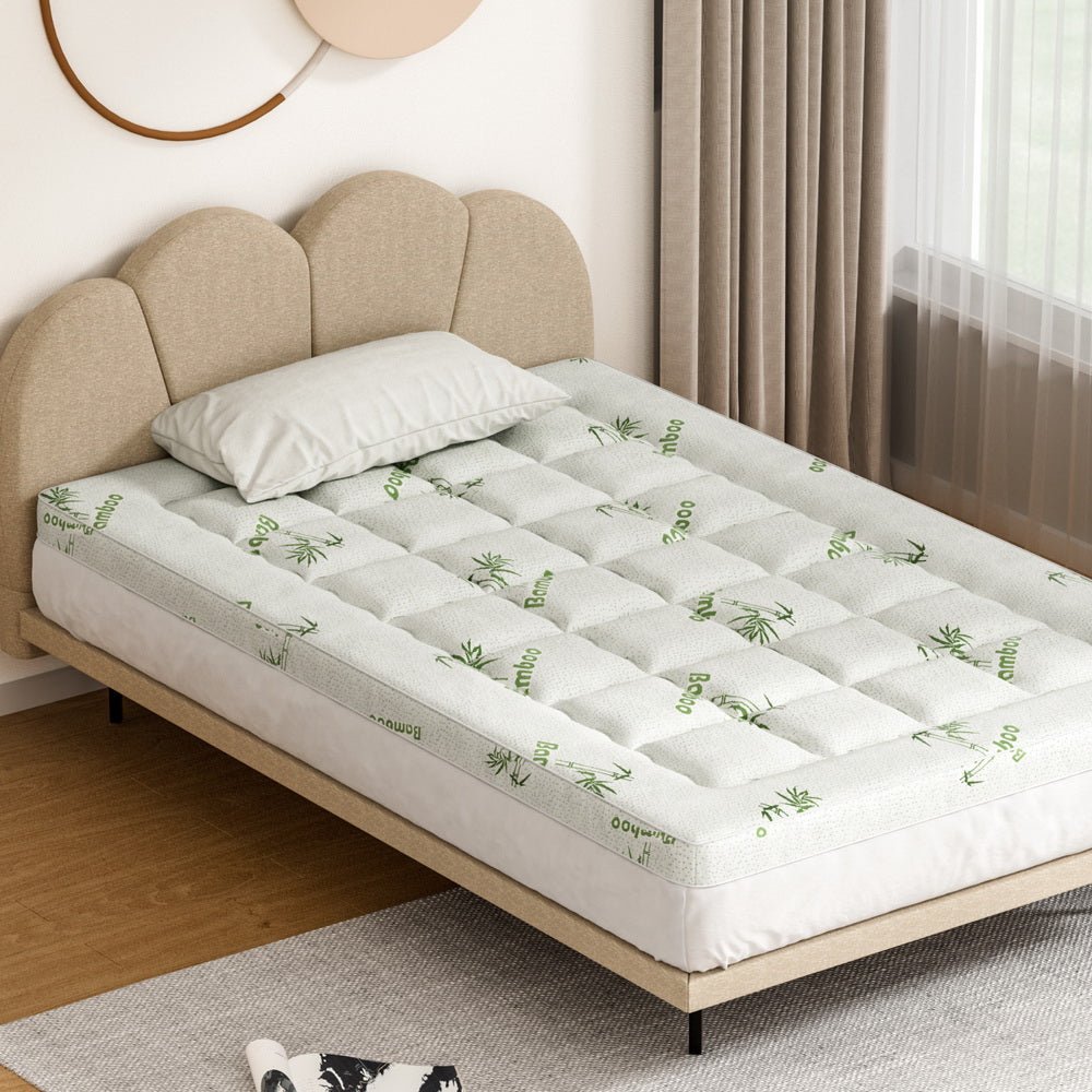 Giselle Bedding Mattress Topper Pillowtop Bamboo 7.5cm King Single - Furniture > Mattresses > Mattress Toppers - Bedzy Australia