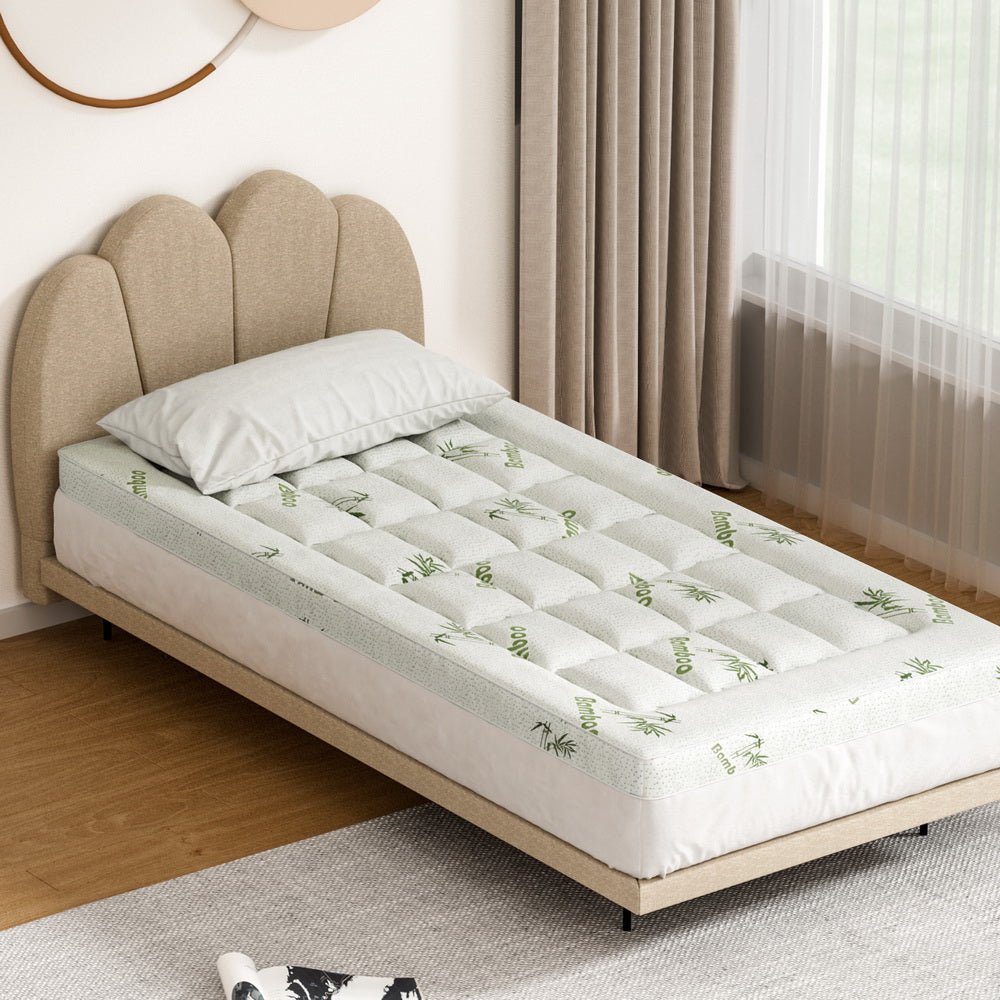 Giselle Bedding Mattress Topper Pillowtop Bamboo 7.5cm Single - Furniture > Mattresses > Mattress Toppers - Bedzy Australia