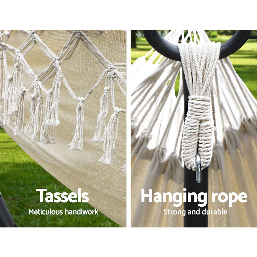 Hammock Bed Rope Tassel Outdoor Hammocks Chair Camping - Furniture > Outdoor - Bedzy Australia