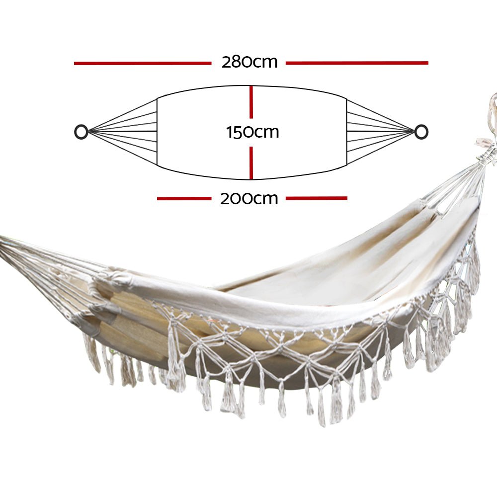 Hammock Bed Rope Tassel Outdoor Hammocks Chair Camping - Furniture > Outdoor - Bedzy Australia