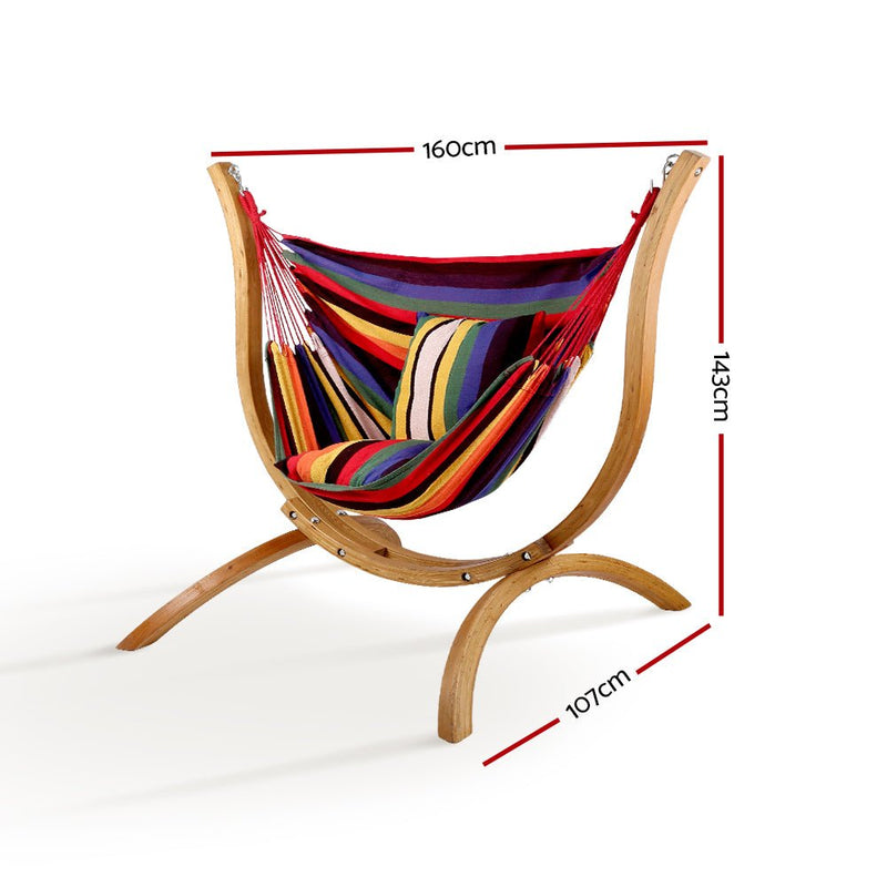 Hammock Chair Timber Outdoor Furniture Camping with Wooden Stand - Home & Garden > Hammocks - Bedzy Australia