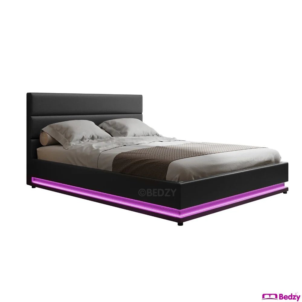 Henley LED Storage King Bed Frame Black - Bedzy Australia