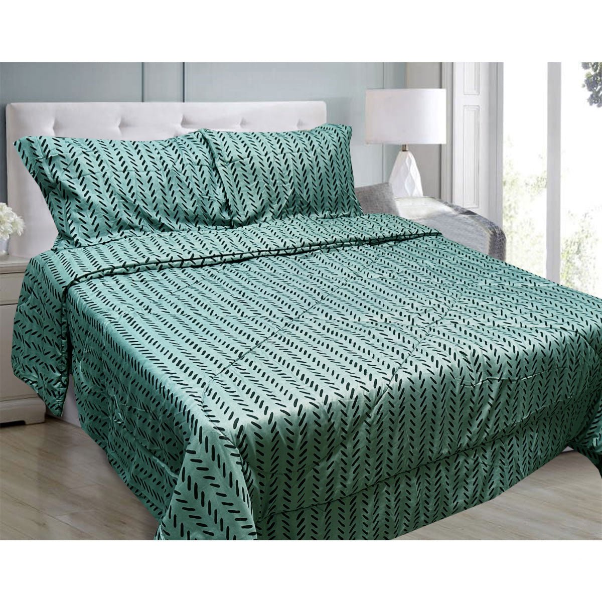 Hotel Living 3 Pce Light Weight Comforter Set Queen/King Oscar Herringbone - Home & Garden > Bedding - Bedzy Australia