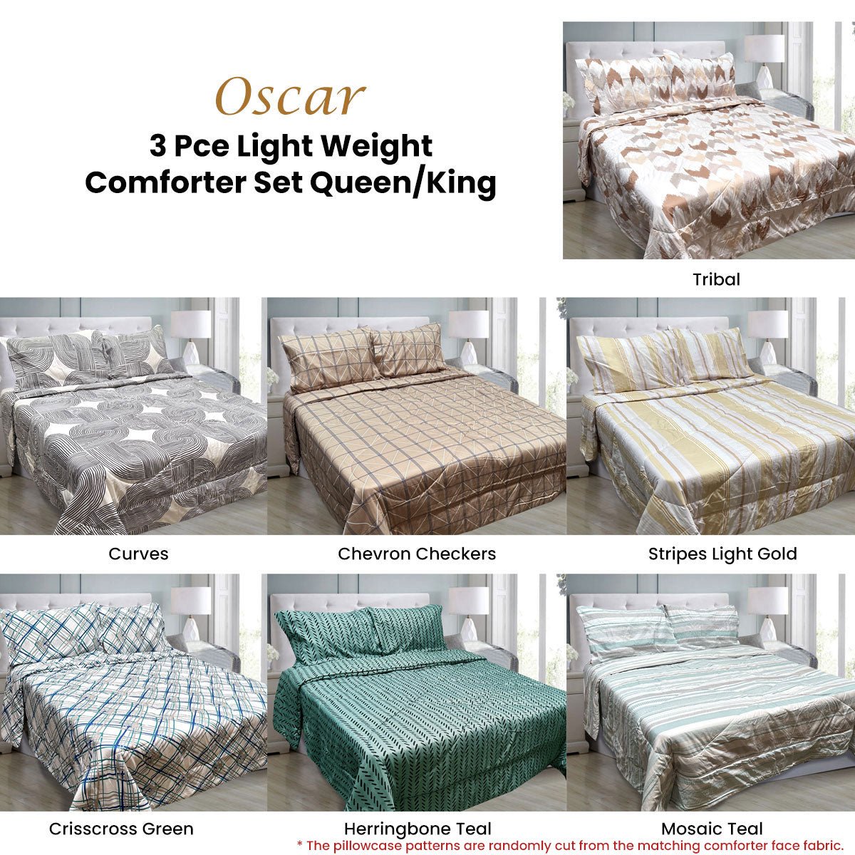 Hotel Living 3 Pce Light Weight Comforter Set Queen/King Oscar Herringbone - Home & Garden > Bedding - Bedzy Australia