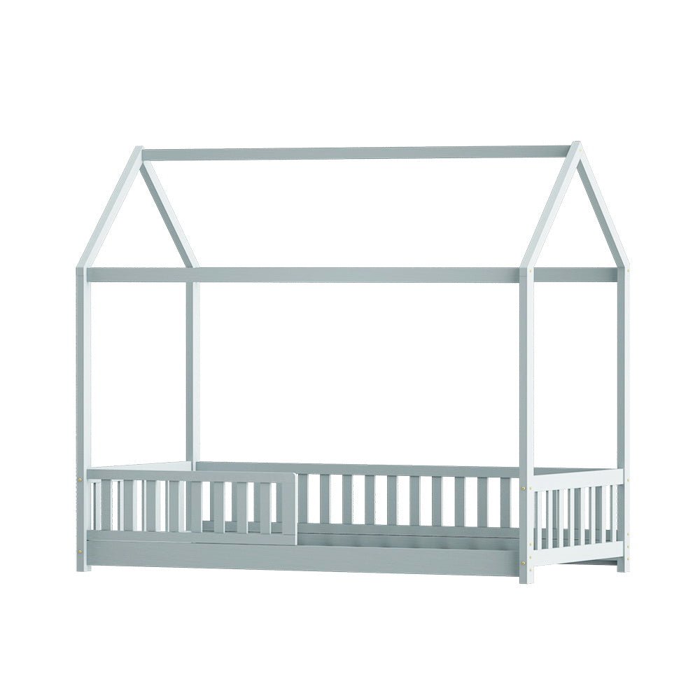 House Style Kids Single Bed Frame - Grey - Furniture > Bedroom - Bedzy Australia