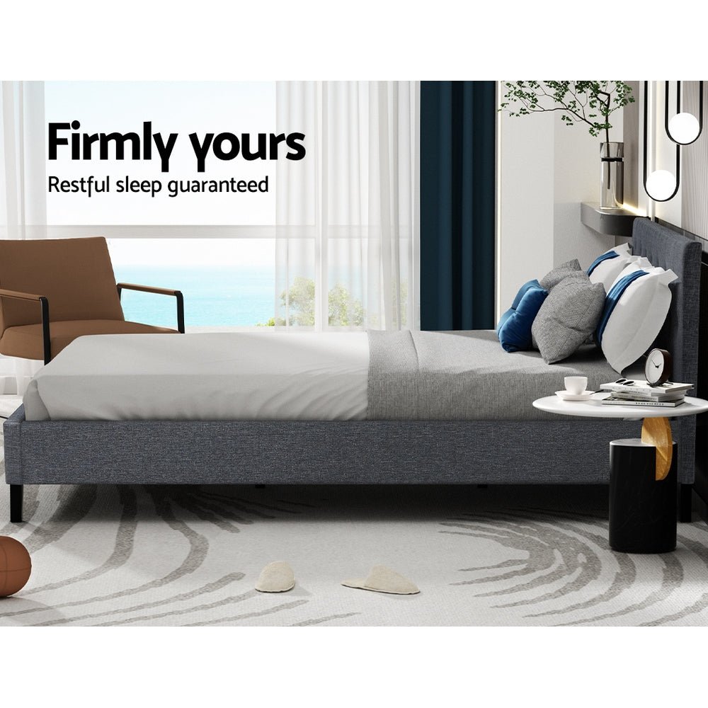 Hyams Queen Bed Frame Grey - Bedzy Australia