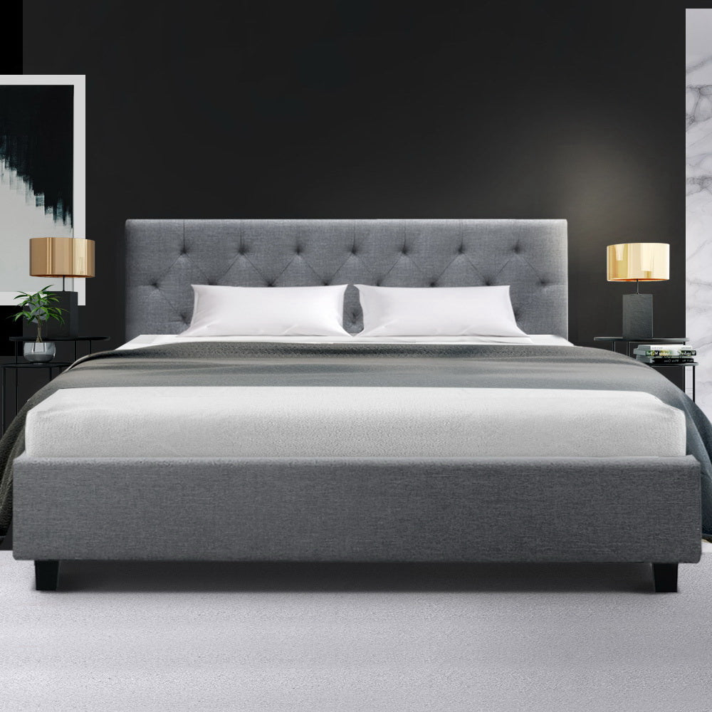 Hyams Queen Bed Frame Grey - Bedzy Australia