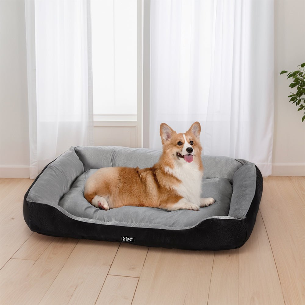 i.Pet Pet Bed Dog Cat Calming Soft Sleeping Comfy Plush Mat Cave Washable Black - Pet Care > Dog Supplies - Bedzy Australia