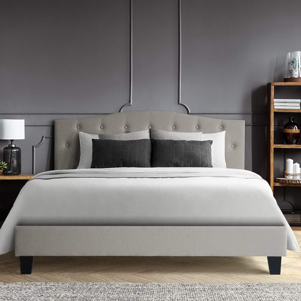 Jervis Queen Bed Frame Beige - Bedzy Australia