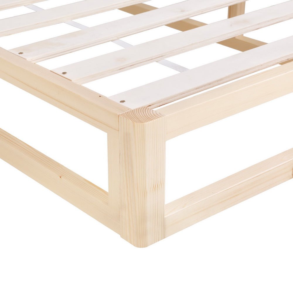 Kalam Minimalist Solid Pinewood Bed Frame - King - Furniture > Bedroom - Bedzy Australia