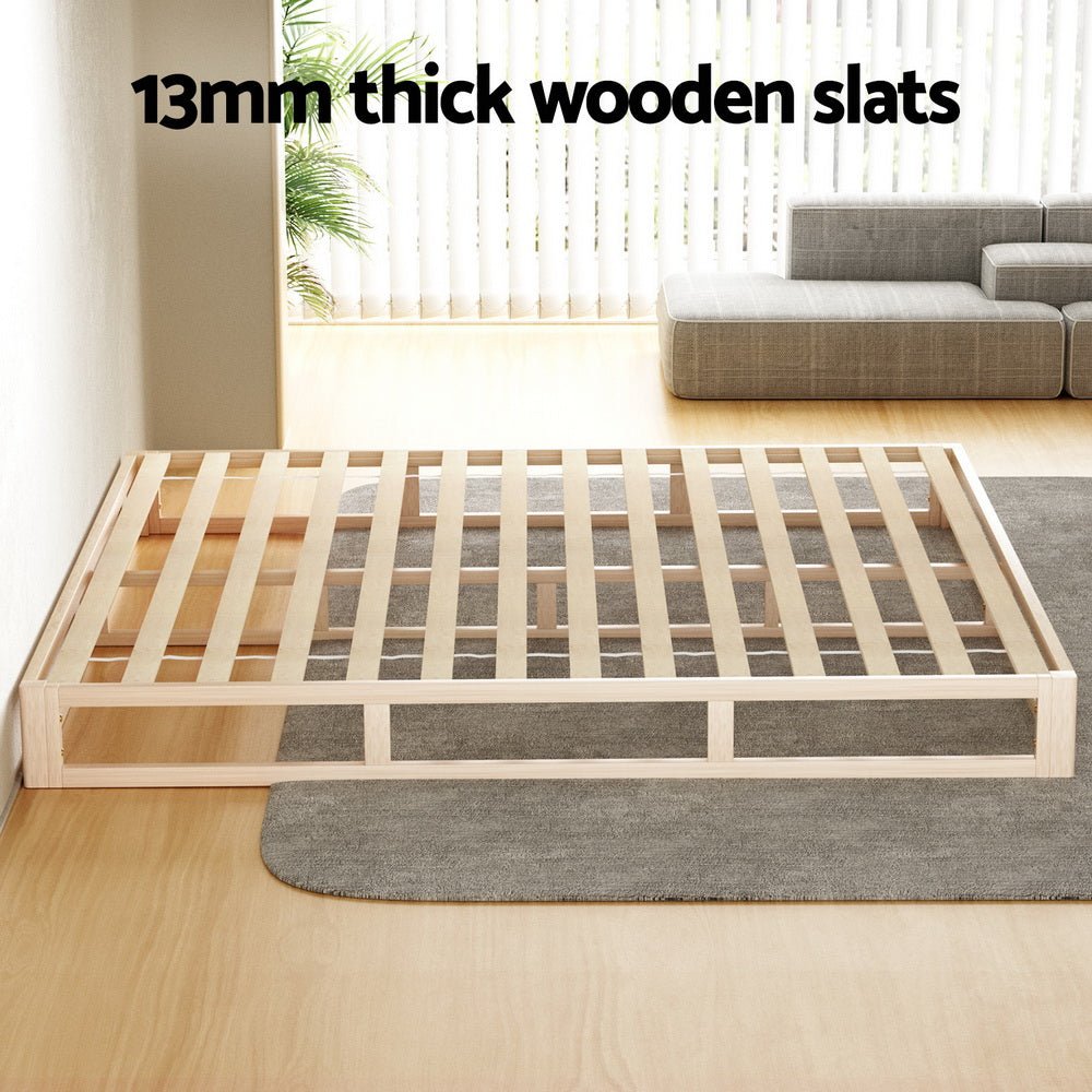 Kalam Minimalist Solid Pinewood Bed Frame - King - Furniture > Bedroom - Bedzy Australia