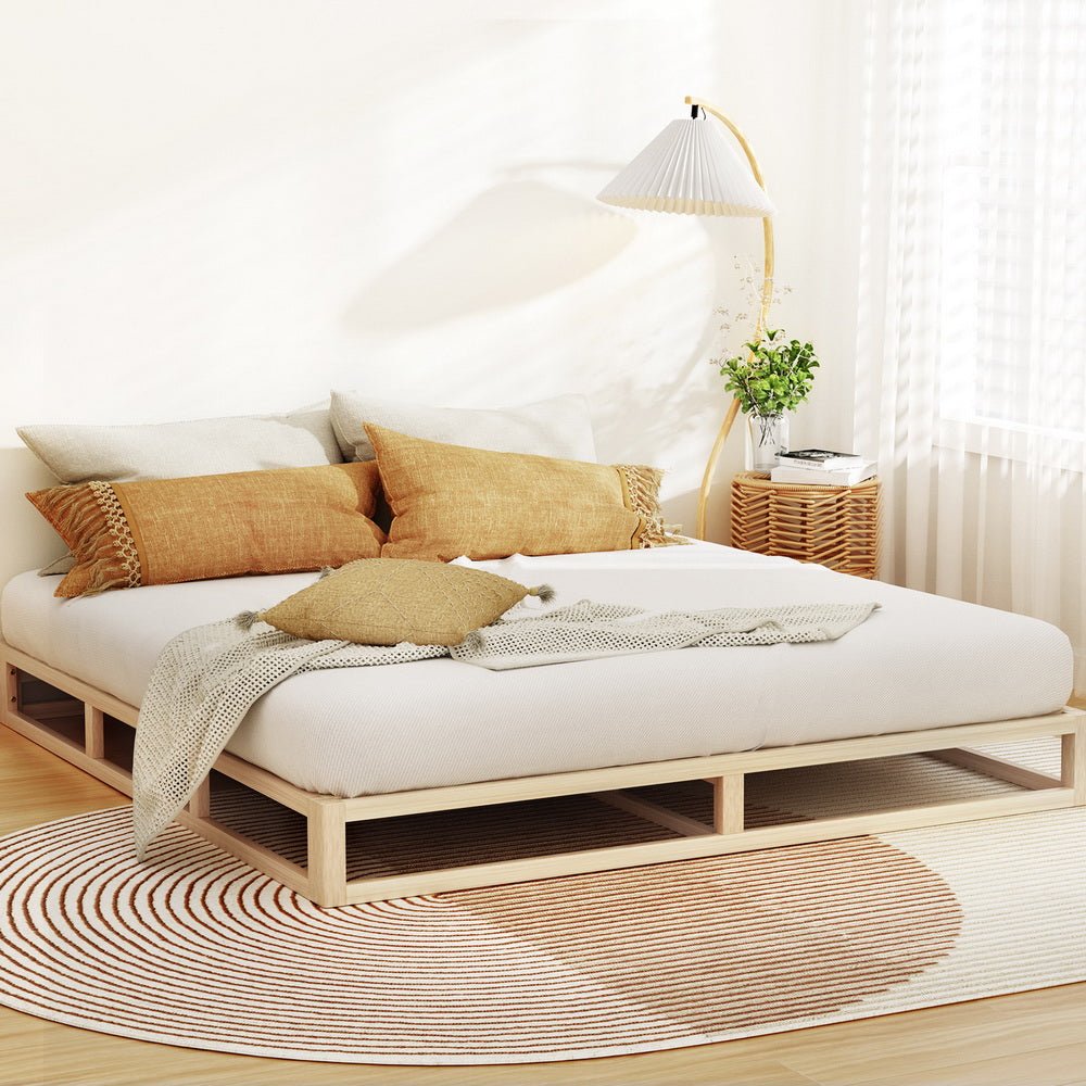 Kalam Minimalist Solid Pinewood Bed Frame - King - Furniture > Bedroom - Bedzy Australia