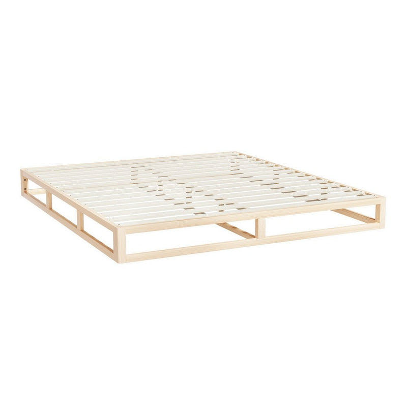 Kalam Minimalist Solid Pinewood Bed Frame - King - Furniture > Bedroom - Bedzy Australia