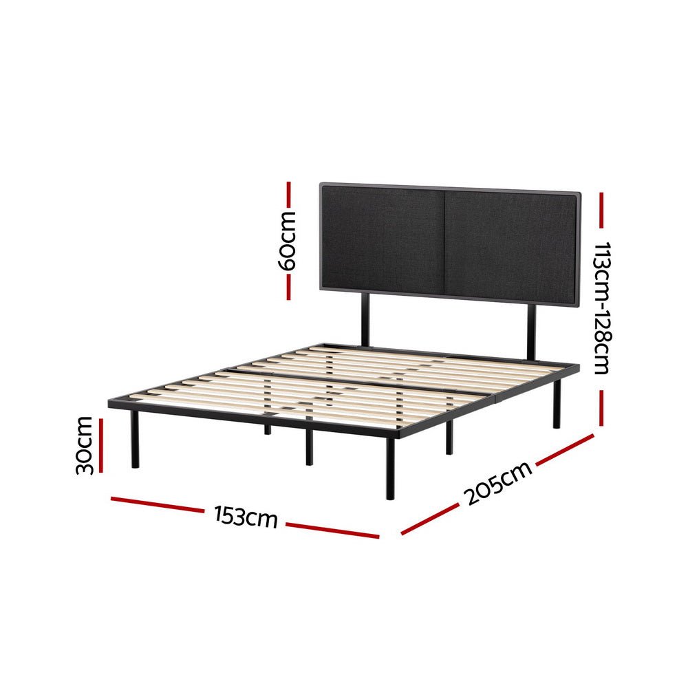 Kembla Metal Queen Bed Frame Black - Furniture > Bedroom - Bedzy Australia