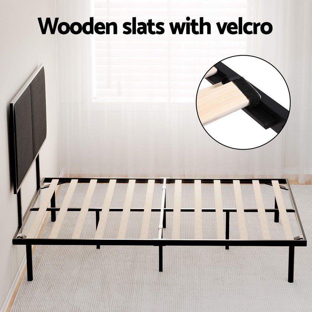 Kembla Metal Queen Bed Frame Black - Furniture > Bedroom - Bedzy Australia