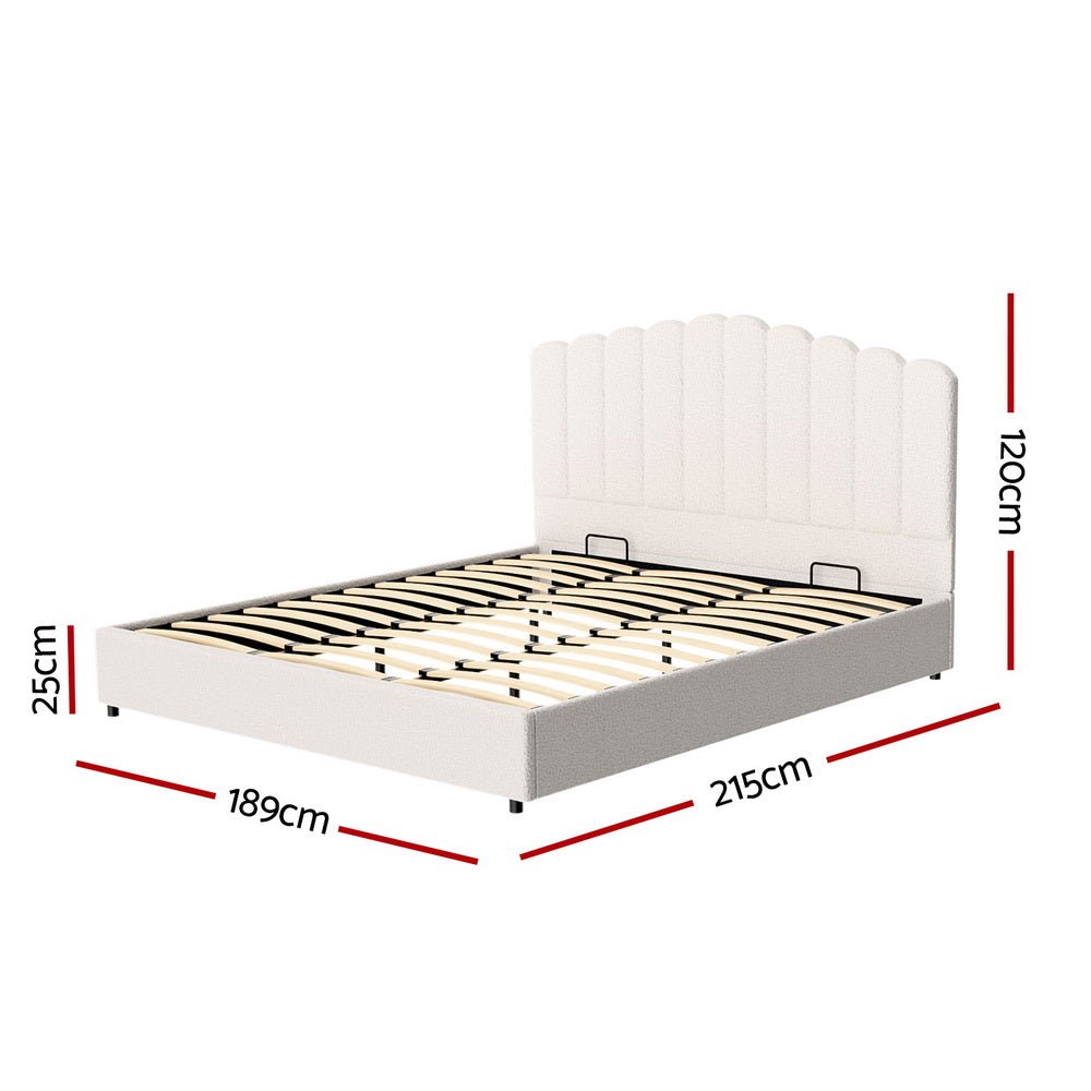 King Package | Fion Boucle Storage Bed & Bonita Euro Top Mattress (Medium Firm) - Baby & Kids > Kid's Furniture > Kid's Beds & Bed Frames - Bedzy Australia