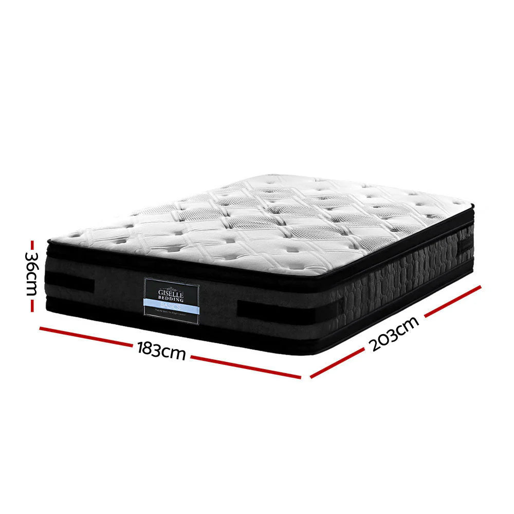 King Premium Package | Bedzy Luxe Halcyon Bed Frame Black, Luna Series Euro Top Mattress (Medium Firm) & Bamboo Mattress Topper! - Bedzy Australia