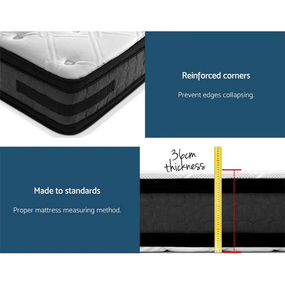 King Premium Package | Bedzy Luxe Halcyon Bed Frame Black, Luna Series Euro Top Mattress (Medium Firm) & Bamboo Mattress Topper! - Bedzy Australia