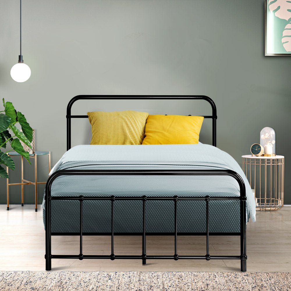 Leo Metal King Single Bed Frame Black - Bedzy Australia