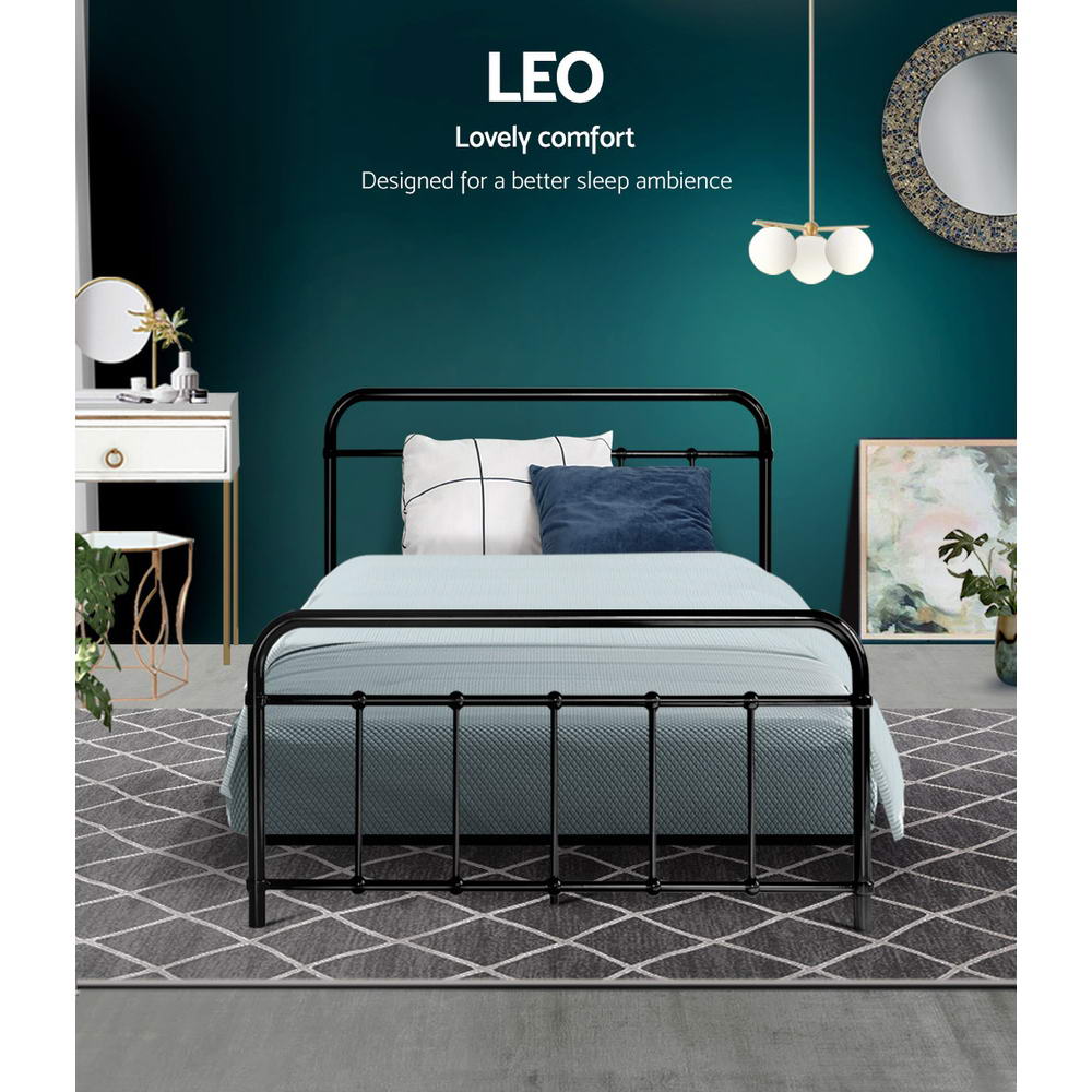 Leo Metal King Single Bed Frame Black - Bedzy Australia