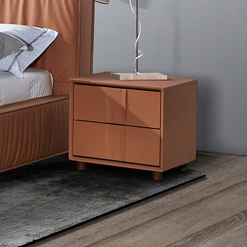 Louis Bedside Table MDF With PU Leather Wooden Legs - Furniture > Bedroom > Bedside Tables - Bedzy Australia