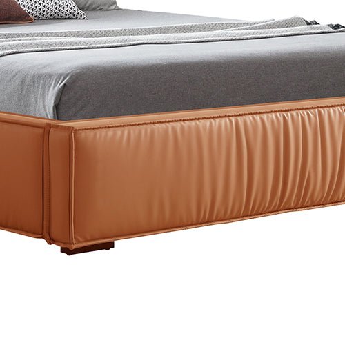 Louis Queen Bed Frame PU leather KD Slat in Wooden Legs - Furniture > Bedroom > Beds & Bed Frames - Bedzy Australia