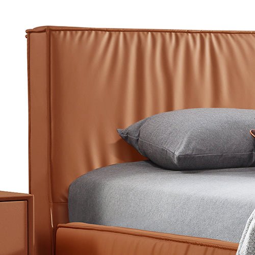 Louis Queen Bed Frame PU leather KD Slat in Wooden Legs - Furniture > Bedroom > Beds & Bed Frames - Bedzy Australia