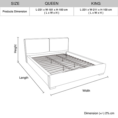 Louis Queen Bed Frame PU leather KD Slat in Wooden Legs - Furniture > Bedroom > Beds & Bed Frames - Bedzy Australia