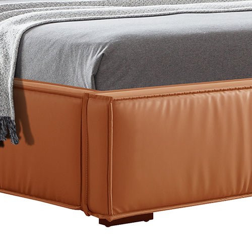 Louis Queen Bed Frame PU leather KD Slat in Wooden Legs - Furniture > Bedroom > Beds & Bed Frames - Bedzy Australia