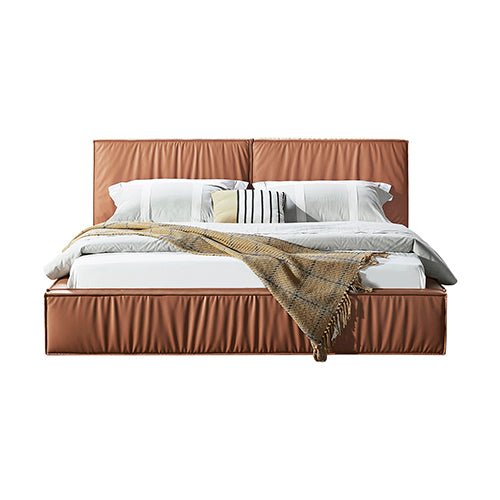 Louis Queen Bed Frame PU leather KD Slat in Wooden Legs - Furniture > Bedroom > Beds & Bed Frames - Bedzy Australia