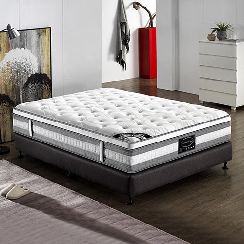 Mattress Euro Top Double Size Pocket Spring Coil with Knitted Fabric Medium Firm 34cm Thick - Furniture > Mattresses - Bedzy Australia