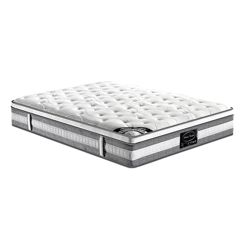 Mattress Euro Top Double Size Pocket Spring Coil with Knitted Fabric Medium Firm 34cm Thick - Furniture > Mattresses - Bedzy Australia