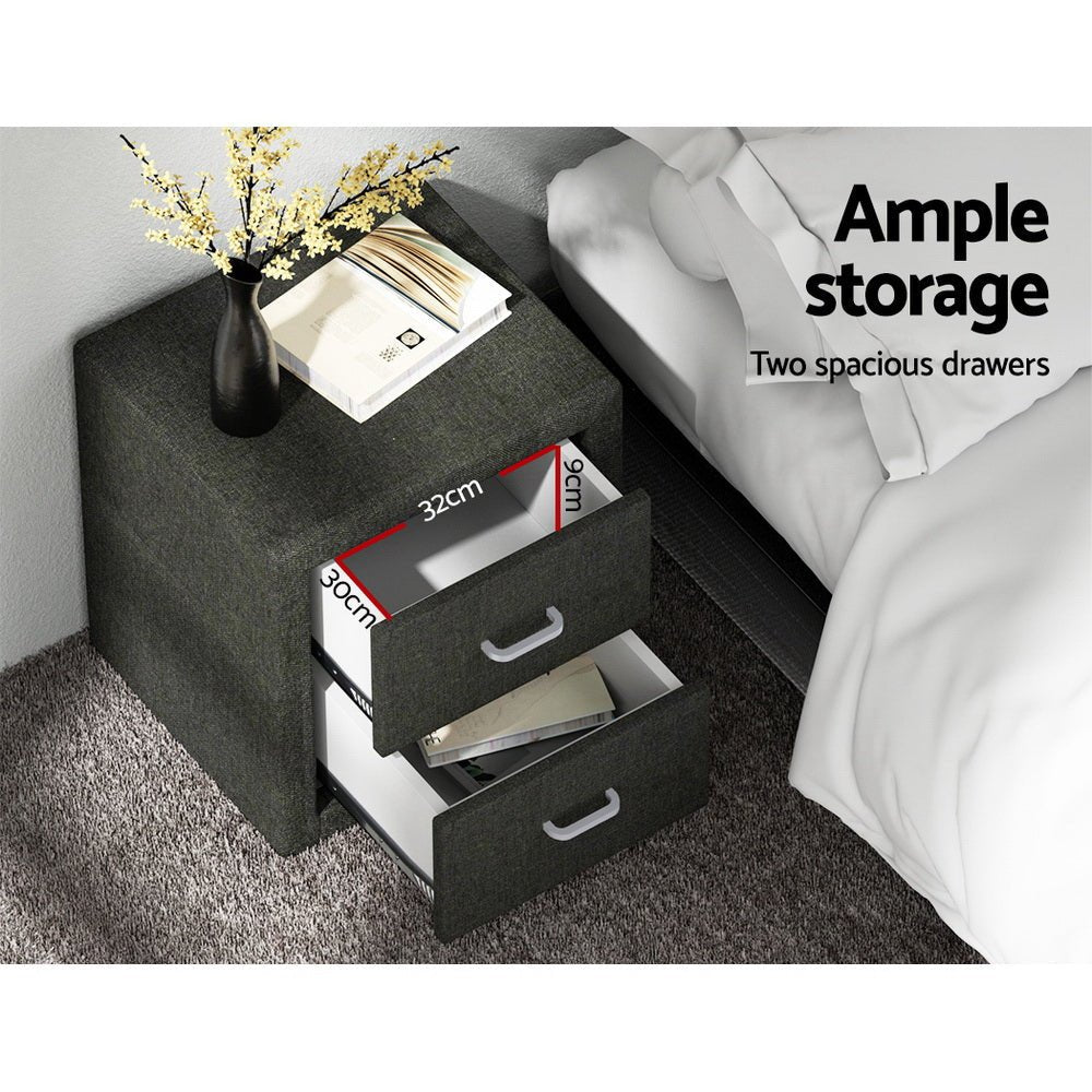 Moda Bedside Table Charcoal - Bedzy Australia