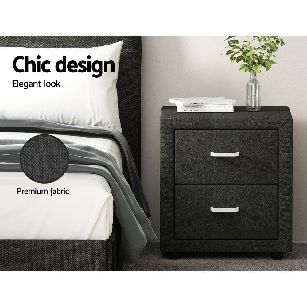 Moda Bedside Table Charcoal - Bedzy Australia