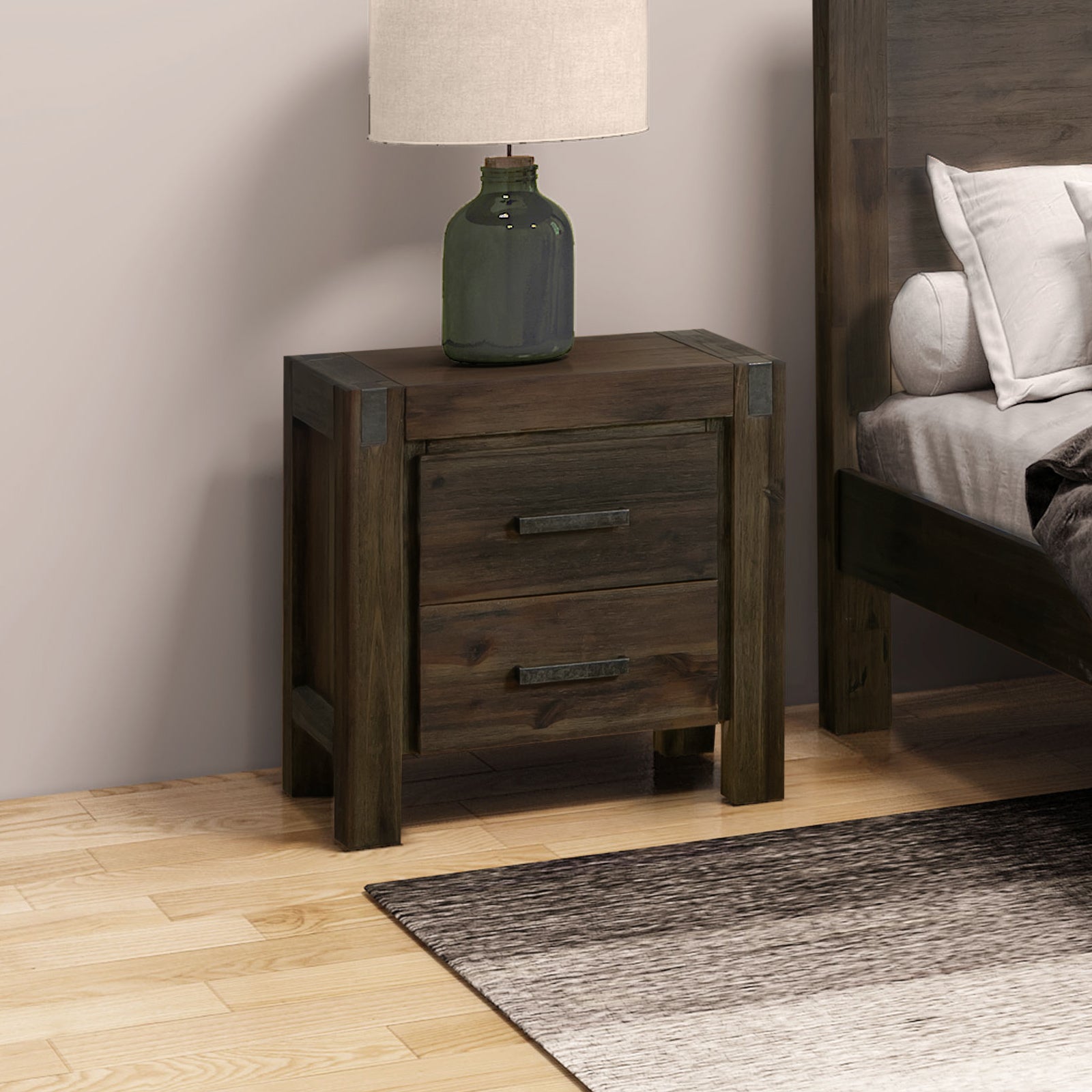 Nowra 2 Drawer Bedside Table - Bedzy Australia