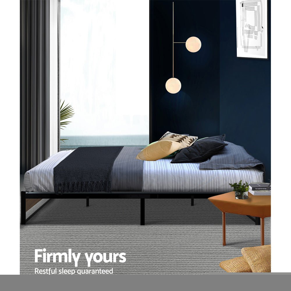 Oslo Metal & Wood Double Bed Frame - Bedzy Australia