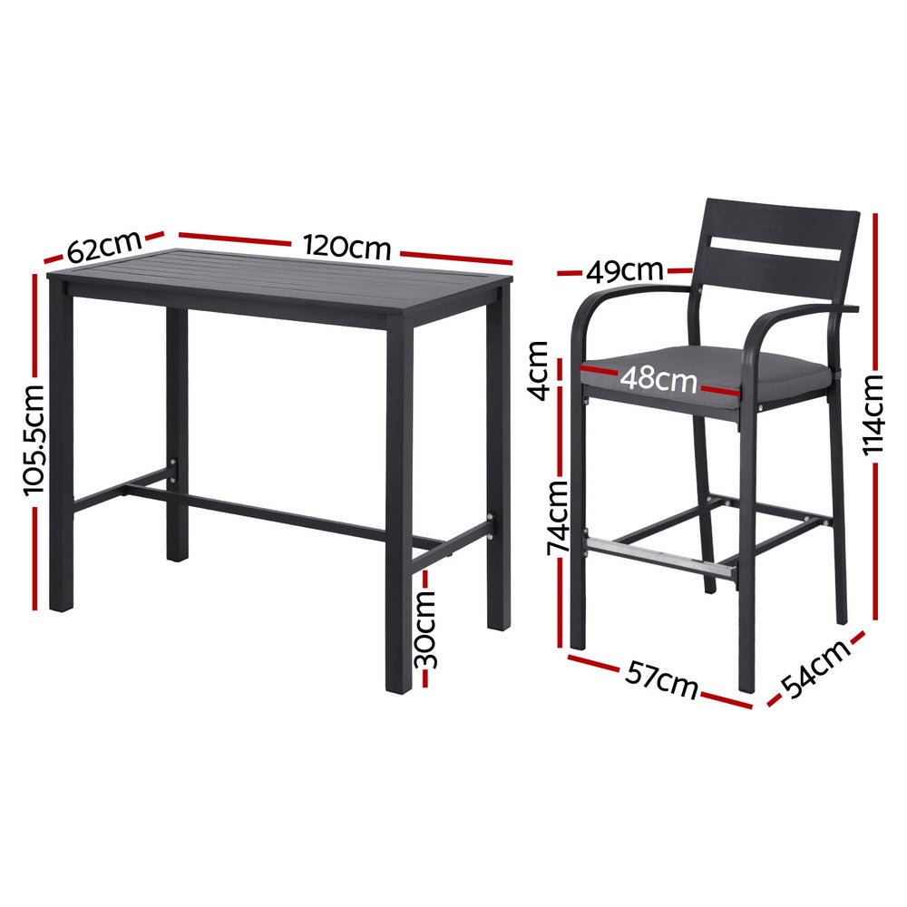 Outdoor Bar Set 5 - Piece Patio Dining Chairs Aluminium Table Stools - Furniture > Outdoor > Outdoor Dining Sets - Bedzy Australia