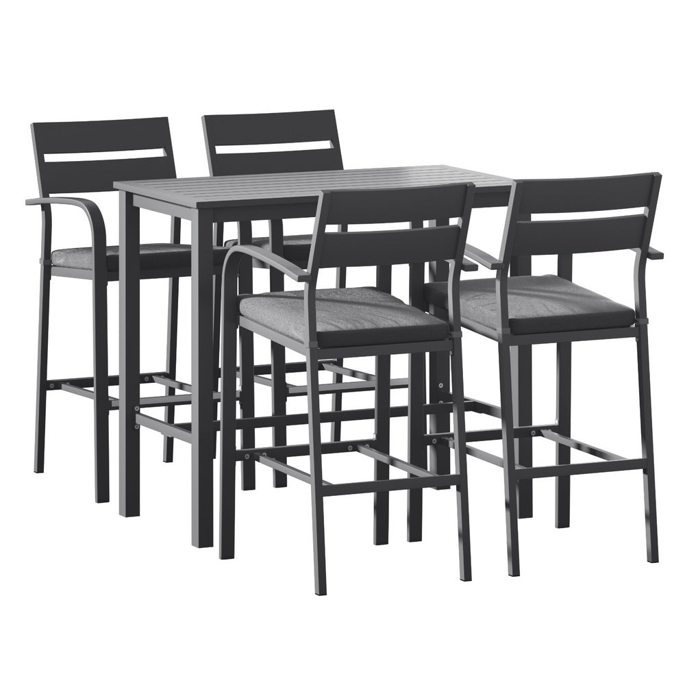 Outdoor Bar Set 5 - Piece Patio Dining Chairs Aluminium Table Stools - Furniture > Outdoor > Outdoor Dining Sets - Bedzy Australia