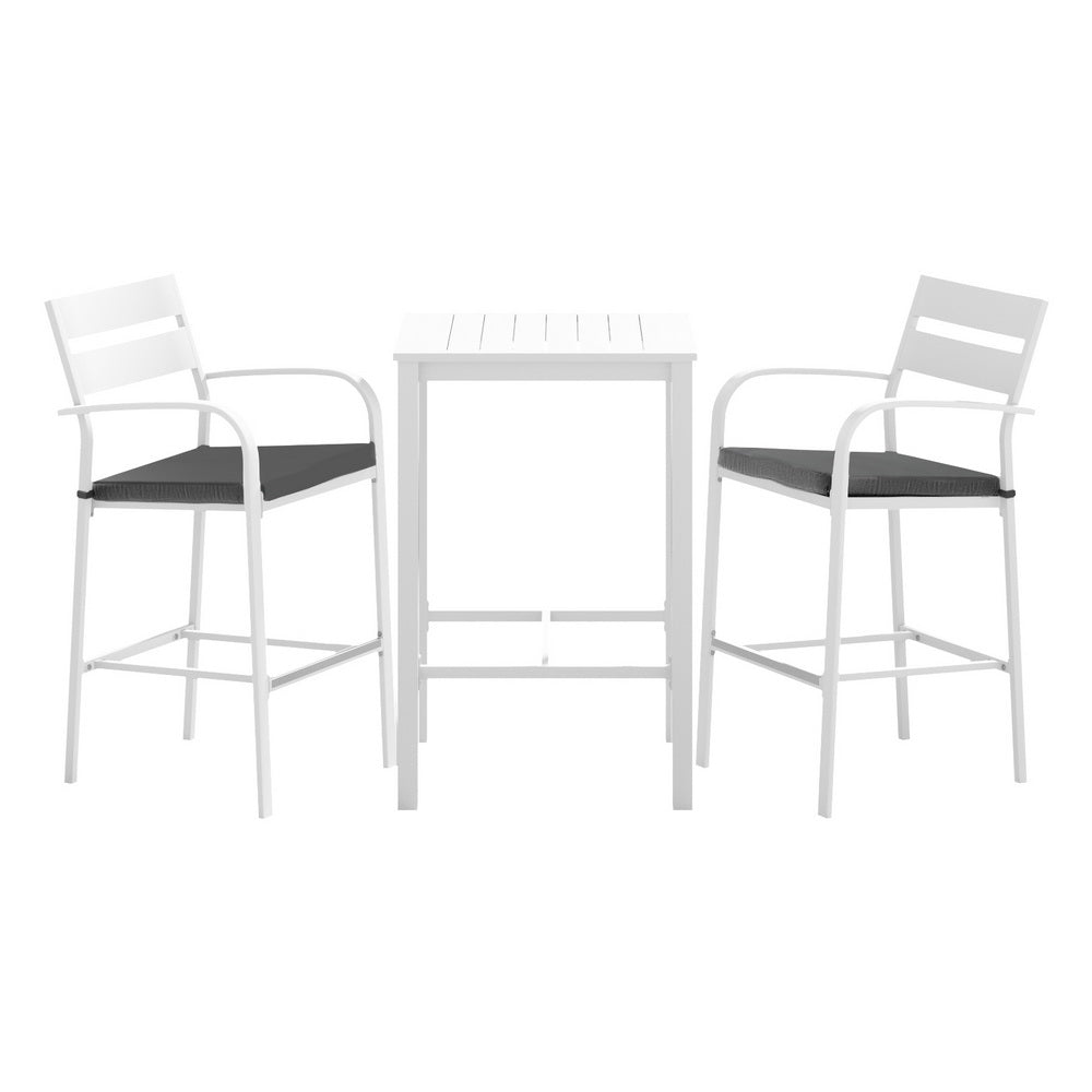 Outdoor Bar Set Stools 3 - Piece Dining Chairs Table Patio Aluminium Bistro Set - Furniture > Outdoor > Outdoor Dining Sets - Bedzy Australia