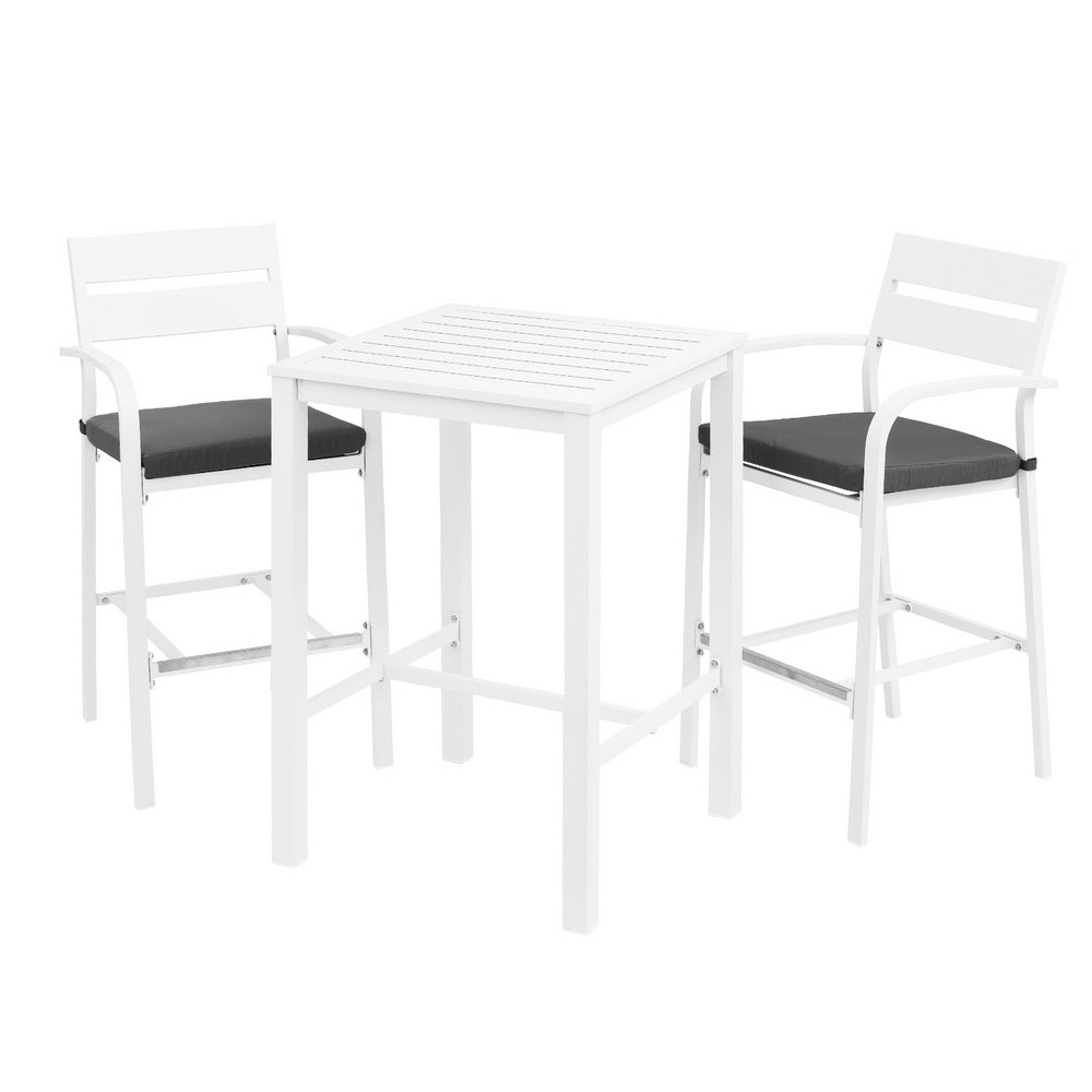 Outdoor Bar Set Stools 3 - Piece Dining Chairs Table Patio Aluminium Bistro Set - Furniture > Outdoor > Outdoor Dining Sets - Bedzy Australia